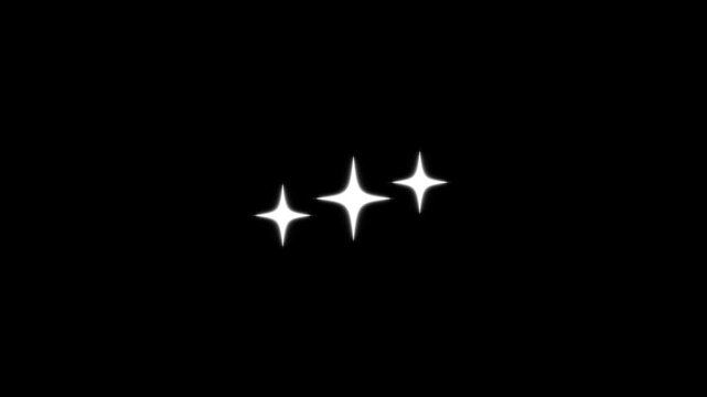White cartoon twinkle star glitter sparkle animation with cute blinking stars flat vector doodle. glowing shinning twinkle stars, sparkle, Starry night, particle movement on black screen background.4k