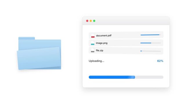 Motion graphic of uploading files in 4k, flat icon motions graphic