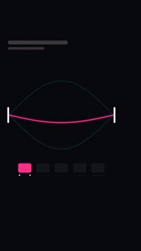 Vertical 9:16 animated string vibration mode switching harmonics in cyan and teal on a dark background. Seamless looping 4K motion graphics in portrait format for reels, shorts, stories and music vide