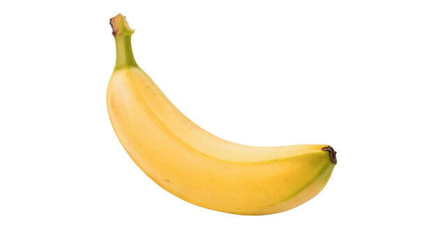 Single fresh ripe sweet yellow banana fruit healthy tropical food isolated on transparent background