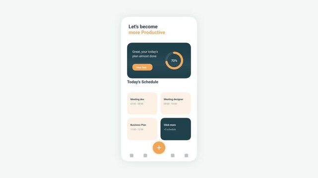 Mobile App Productivity Interface Animation Showing Task Management System Workflow and Daily Schedule Planner UI Design Concept for Business