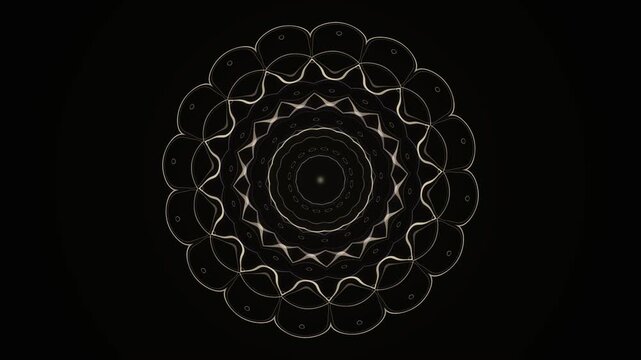 Abstract Pale Gold Scalloped Lotus Sacred Geometry Mandala Motion Background