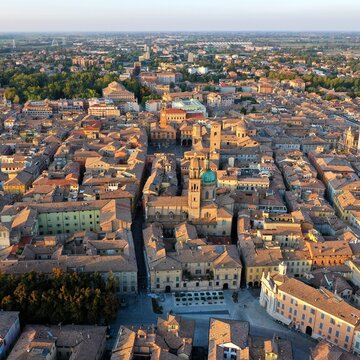 Aerial view of the Reggio Emilia town center, Emilia Romagna, Italy