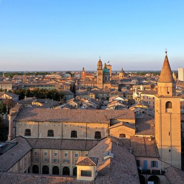 Aerial view of the Reggio Emilia town center, Emilia Romagna, Italy