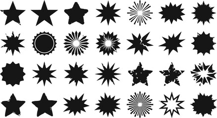 Set of various black starburst and explosion shapes © Onik