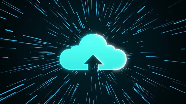 Abstract speed data flow line to cloud icon, Cloud computing and Big data concept