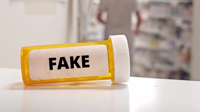 FAKE counterfeit medicine topic for drug authenticity safety and supply chain security