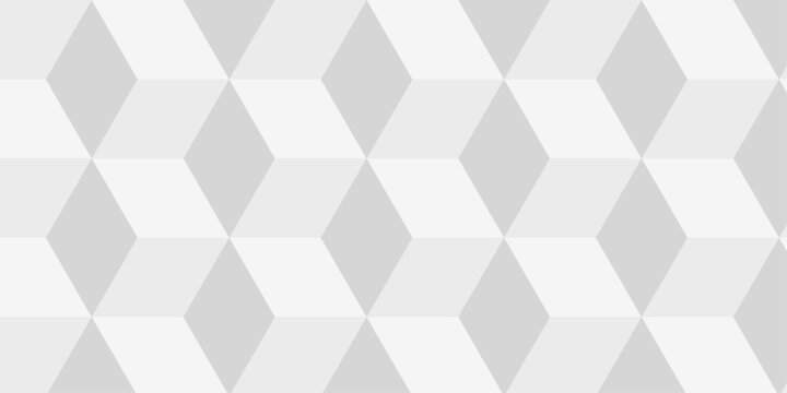 Abstract white and gray style minimal blank cubic. Geometric pattern illustration mosaic, square and triangle wallpaper. Seamless cube technology business concept.