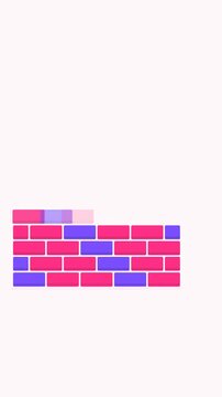 Vertical 9:16 animated brick wall build bonding rows in coral and magenta on a light background. Seamless looping 4K motion graphics in portrait format for reels, shorts, stories and music videos, wit