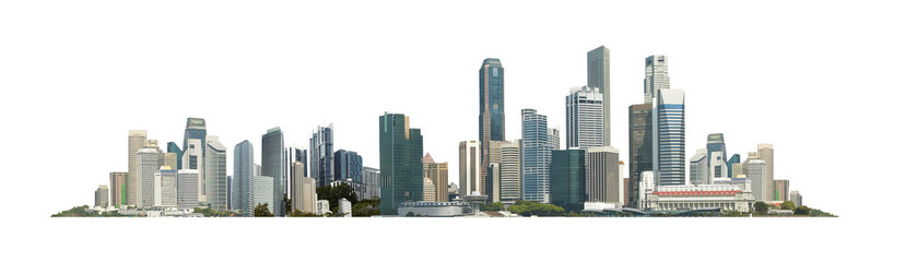City skyline with modern skyscrapers on a transparent alpha background © jamesteoh.art