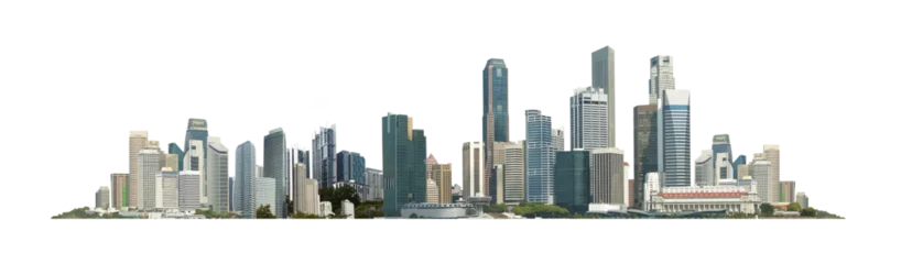 City skyline with modern skyscrapers on a transparent alpha background © jamesteoh.art