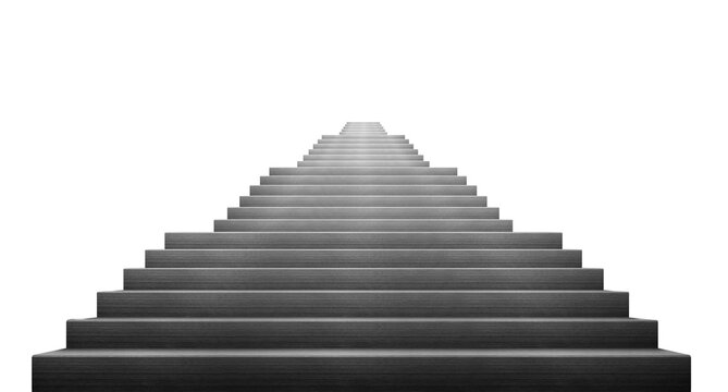 3D rendering long staircase leading up symbolizing success and growth