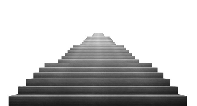 3D rendering long staircase leading up symbolizing success and growth