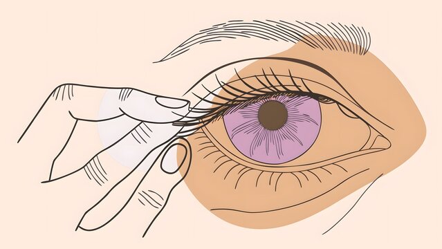 Ophthalmology and eye care examination. Eyelash treatment and vision health. Person applying false eyelashes or receiving eye care procedure