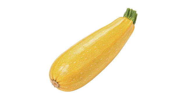 Single fresh raw yellow zucchini squash vegetable isolated on transparent background