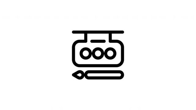 Watercolors stationery outline icon looping animation, art paint palette symbol motion graphic for education and creative presentation design