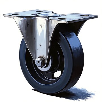 Heavy Duty Black Caster Wheel with Polished Metal Mount