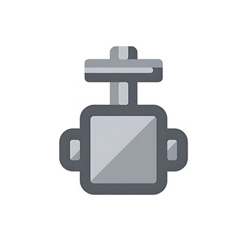 Simple Gray Industrial Valve Icon with Square Body