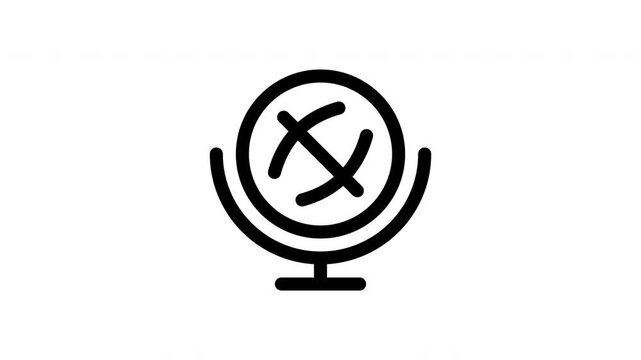 World globe outline icon looping animation, global earth symbol motion graphic for business, travel and education presentation design use case