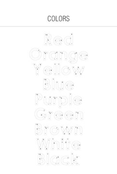 Tracing Worksheet For Kids - Colors