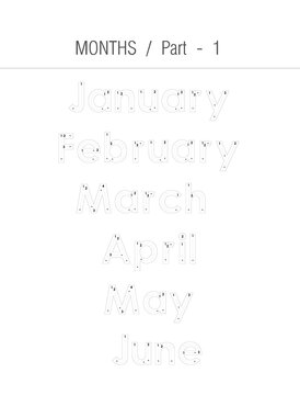 Tracing Worksheet For Kids - Months Part -1