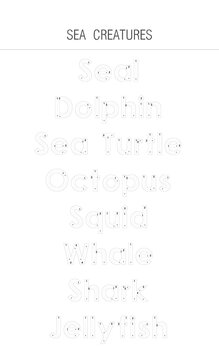 Tracing Worksheet For Kids - Sea Creatures