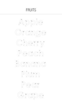 Tracing Worksheet For Kids - Fruits