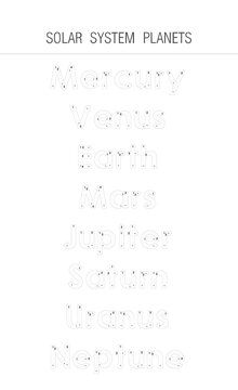 Tracing Worksheet For Kids - Solar System Planets