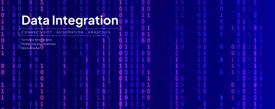 Binary Code Pattern for Digital Transformation Cyber Security Data Analysis BG. Blue Abstract Computer Science AI Innovation Technology Background. Digital Glitch Effect Backdrop. Vector Texture