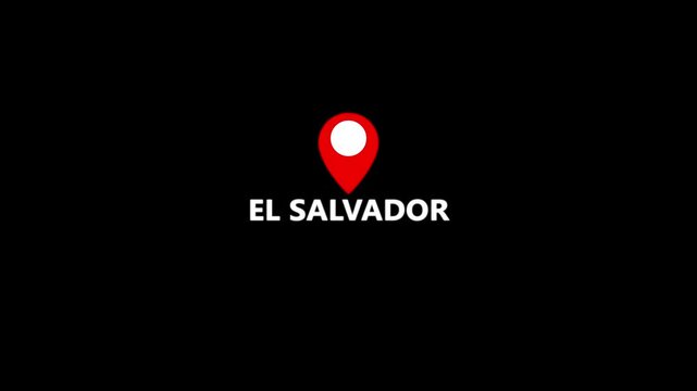 El Salvador Geographic Marker With Scarlet Pointer And Bright Country Label.