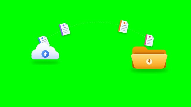 Digital Document File Transfer Green Screen Animation   