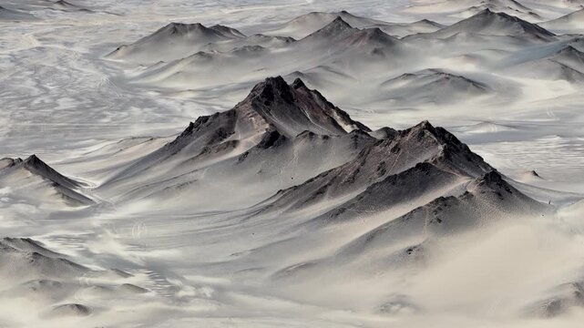 Rugged Dark Desert Peaks at Lenghu, Qaidam Basin, Qinghai