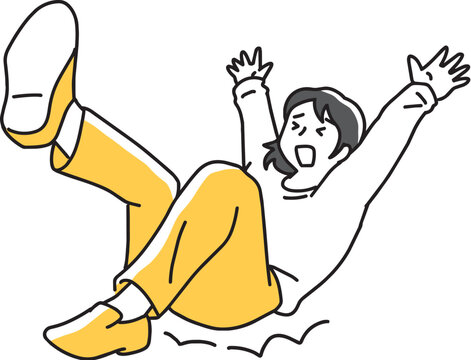 転んでお尻を打つ女性