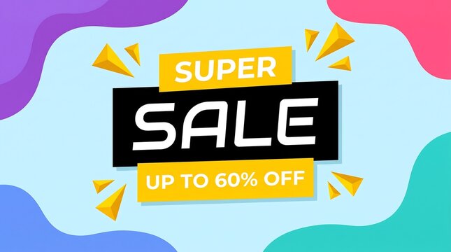 Super sale banner with up to 60 percent off discount