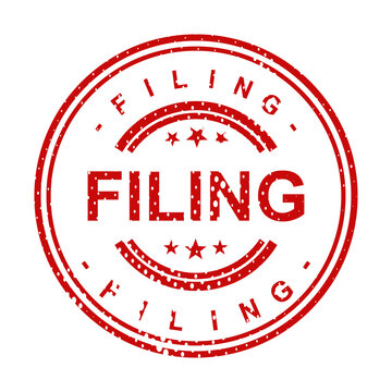 Red vintage filing stamp with word filing illustration