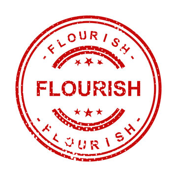 Red vintage flourish stamp with text illustration