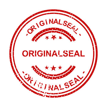 Red vintage original seal stamp with stars illustration