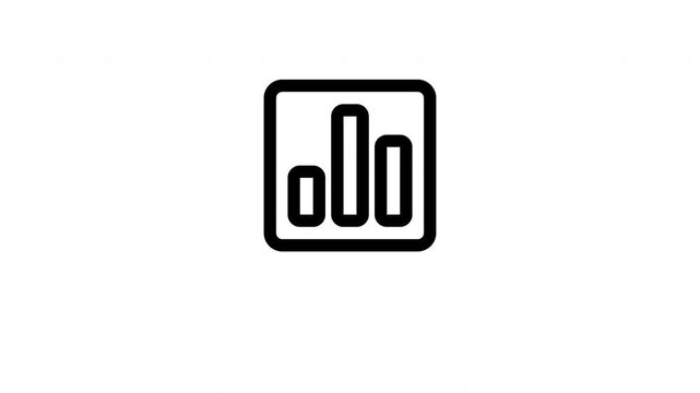 Analytics graph bar outline icon looping animation, business data chart symbol motion graphic for finance and technology presentation design