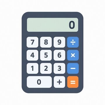 Modern Calculator with Mathematical Buttons Isolated on White