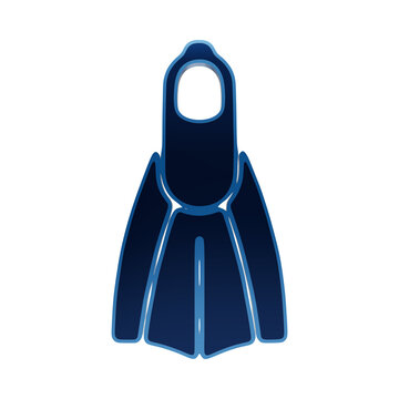 Stylized blue swimming flipper icon for scuba diving and snorkeling equipment collection isolated isolated on a transparent background