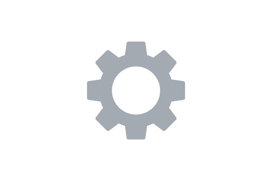 Gray vector gear icon for settings and engineering