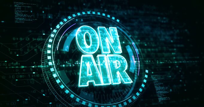 On air studio broadcast symbol digital concept. Cyber technology and computer background abstract 3d.