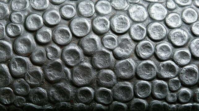 close up view of a dark hammered metal texture with an irregular bumpy surface