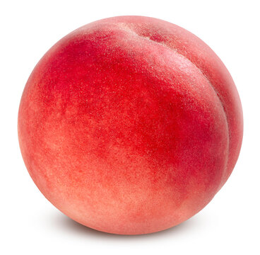 Fresh peach isolated on a white background, with clipping path, gourmet beverage branding, and premium food packaging design.
