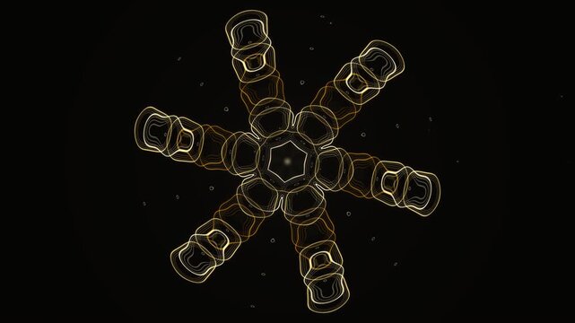 Abstract Golden Five Arm Radial Geometric Motion Background