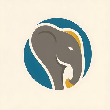 Elephant head circular logo design illustration isolated on background for corporate identity