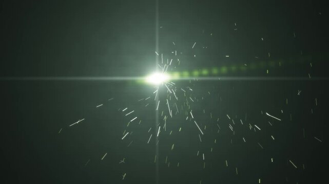 Welding Arc Spraying Hot Sparks from a Molten Metal Seam Seamless Loop in calm green tones