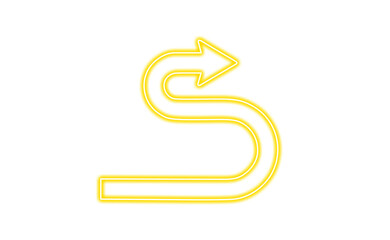 Glowing yellow neon arrow isolated on transparent background © Tohmina