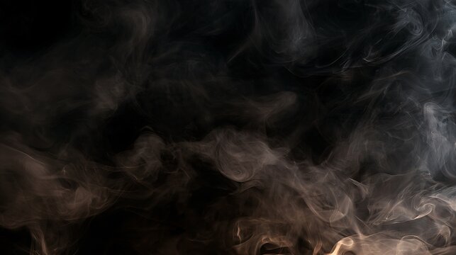 Wisps of gray smoke drifting over a nearly black background create ethereal dark Halloween textures with translucent overlapping layers, soft turbulent patterns, mysterious depth