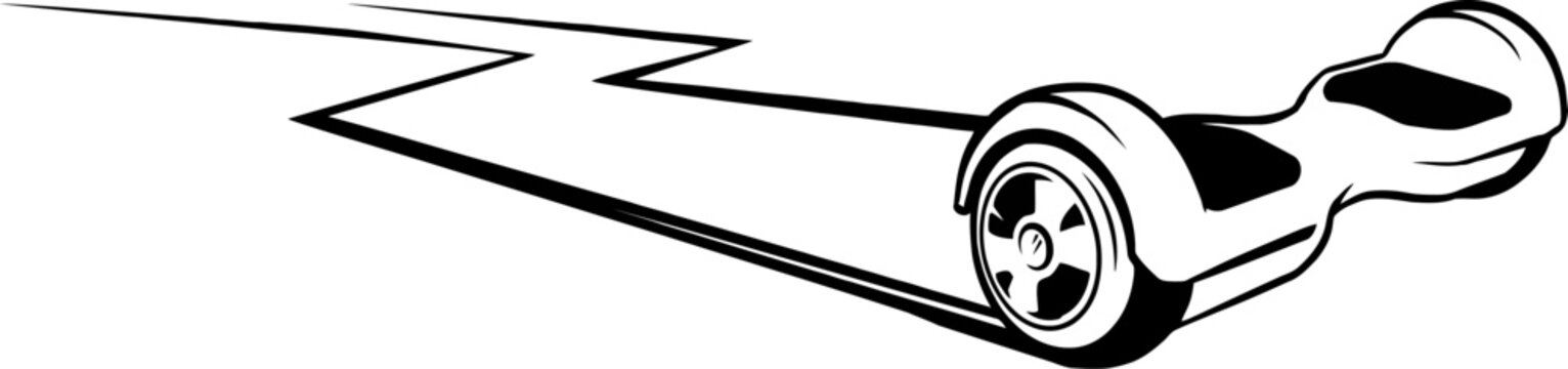  Hoverboard with speed trail lightning bolt vector illustration   